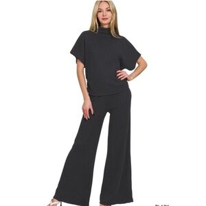 Women’s Black Knit Two-Piece Pantsuit